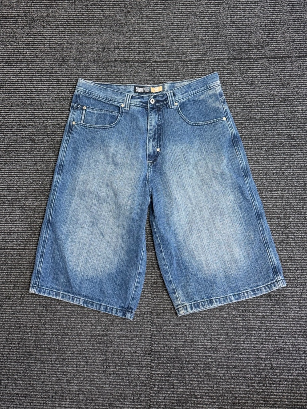 Vintage Southpole Shorts Men 38 Fit 36 Blue Denim Baggy Jean Wide Gold Tab Y2K